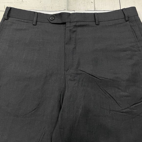 Zanella Todd Men's W36 x L30 Dark Grey Wool Flat Front Cuffed Dress Pants - Picture 3 of 7
